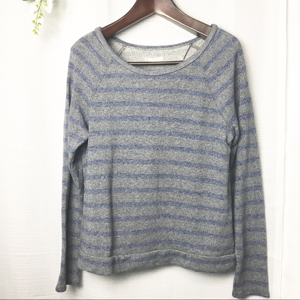 Rachel Rachel Roy• oversized slouchy stripe terry back slit sweatshirt large